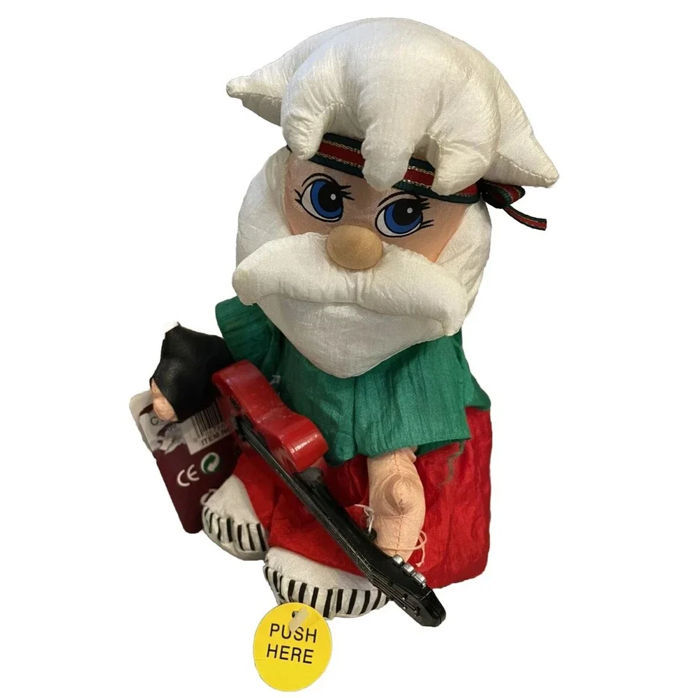 Gemmy Merry Music Dancers Santa Plays Jingle Bells Guitar Hippie Santa NWT 2000